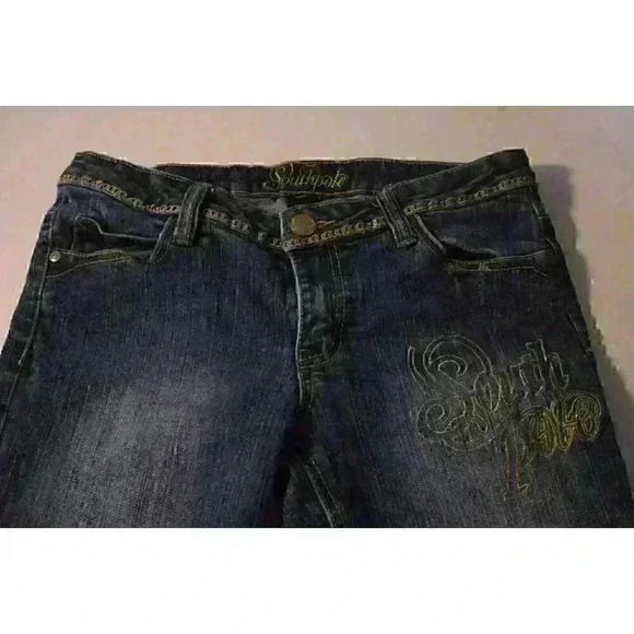 Southpole Denim Bermuda Cuffed Shorts Gold Embellished Y2K Shorts Juniors Size 9 - Picture 5 of 9
